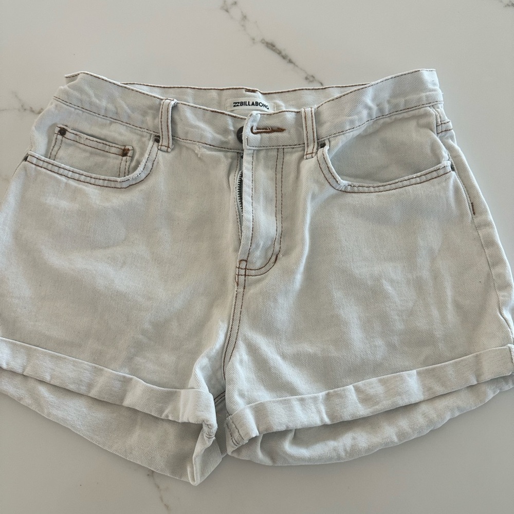Billabong Light Wash Denim Cuffed Shorts Size 30